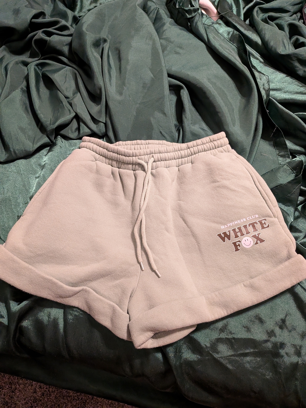 White Fox Boutique Cream Drawstring Athletic Lounge Shorts